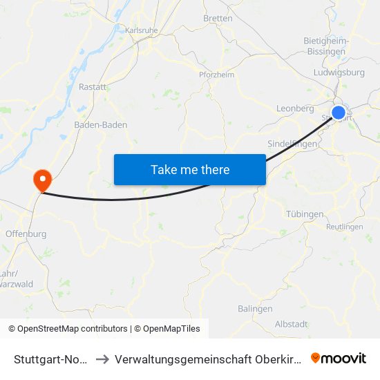 Stuttgart-Nord to Verwaltungsgemeinschaft Oberkirch map