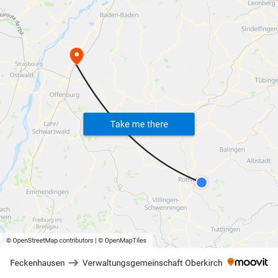 Feckenhausen to Verwaltungsgemeinschaft Oberkirch map