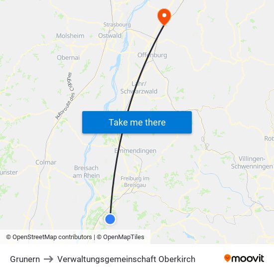 Grunern to Verwaltungsgemeinschaft Oberkirch map