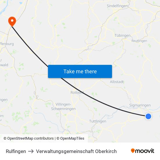 Rulfingen to Verwaltungsgemeinschaft Oberkirch map