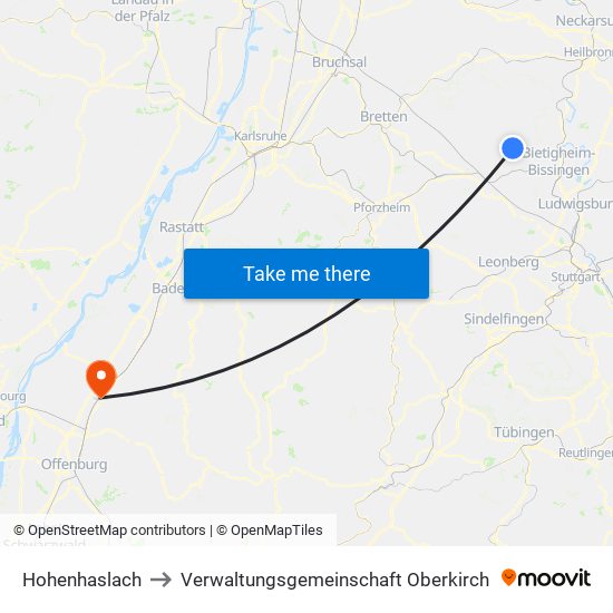 Hohenhaslach to Verwaltungsgemeinschaft Oberkirch map