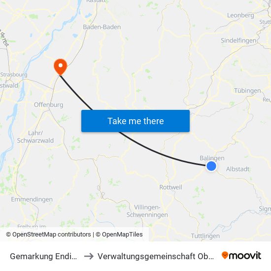 Gemarkung Endingen to Verwaltungsgemeinschaft Oberkirch map