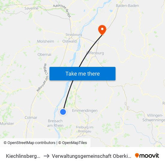 Kiechlinsbergen to Verwaltungsgemeinschaft Oberkirch map