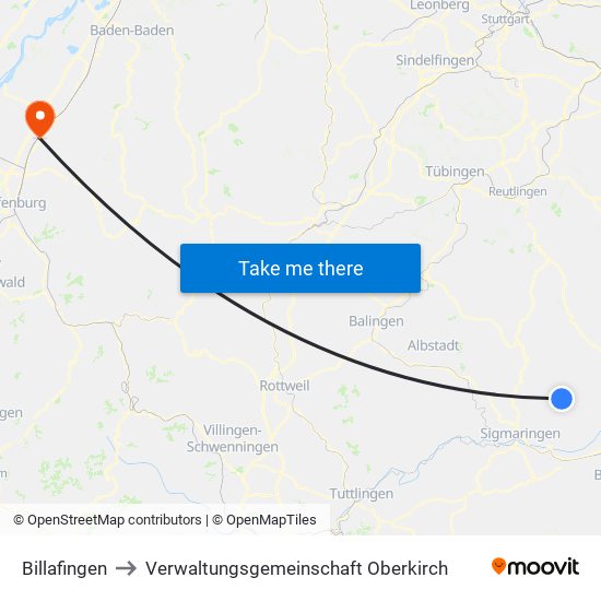 Billafingen to Verwaltungsgemeinschaft Oberkirch map