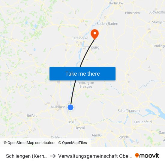 Schliengen (Kernort) to Verwaltungsgemeinschaft Oberkirch map