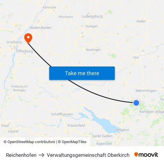 Reichenhofen to Verwaltungsgemeinschaft Oberkirch map