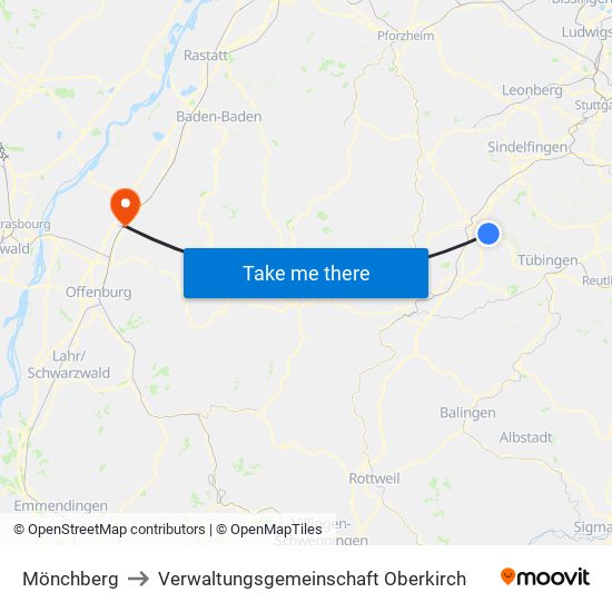 Mönchberg to Verwaltungsgemeinschaft Oberkirch map