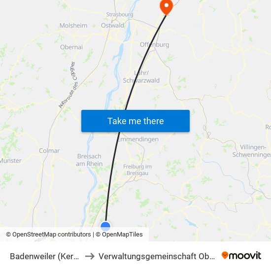 Badenweiler (Kernort) to Verwaltungsgemeinschaft Oberkirch map