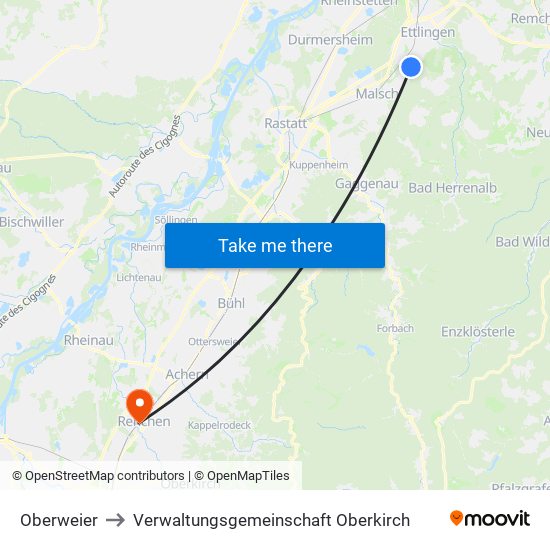 Oberweier to Verwaltungsgemeinschaft Oberkirch map