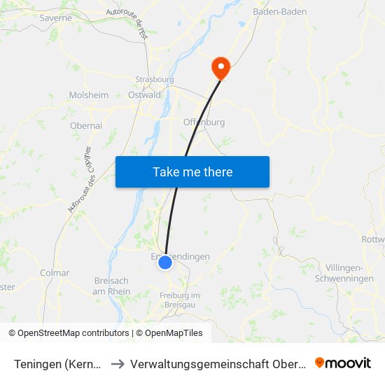 Teningen (Kernort) to Verwaltungsgemeinschaft Oberkirch map