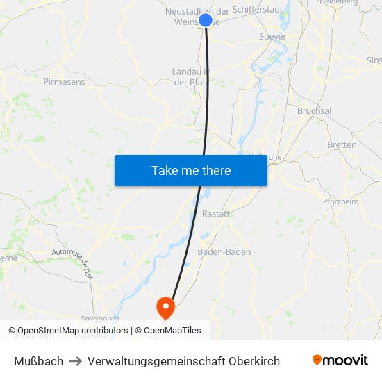 Mußbach to Verwaltungsgemeinschaft Oberkirch map