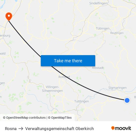 Rosna to Verwaltungsgemeinschaft Oberkirch map