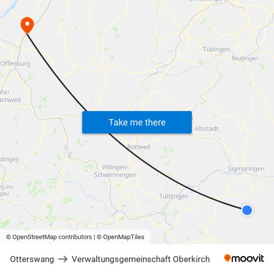 Otterswang to Verwaltungsgemeinschaft Oberkirch map