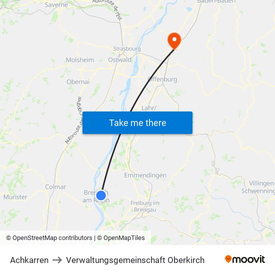 Achkarren to Verwaltungsgemeinschaft Oberkirch map