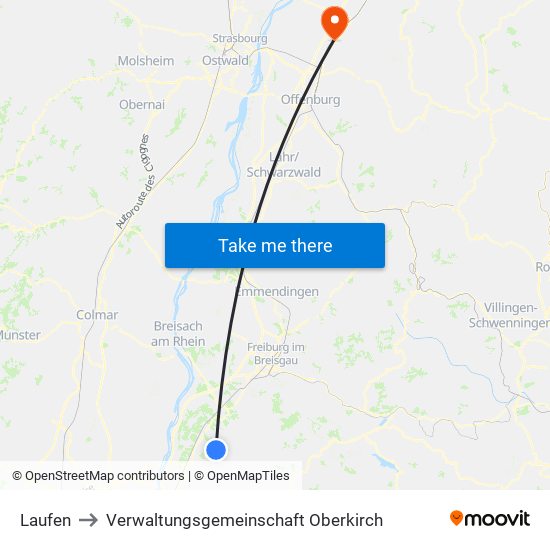 Laufen to Verwaltungsgemeinschaft Oberkirch map