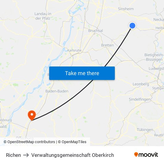 Richen to Verwaltungsgemeinschaft Oberkirch map