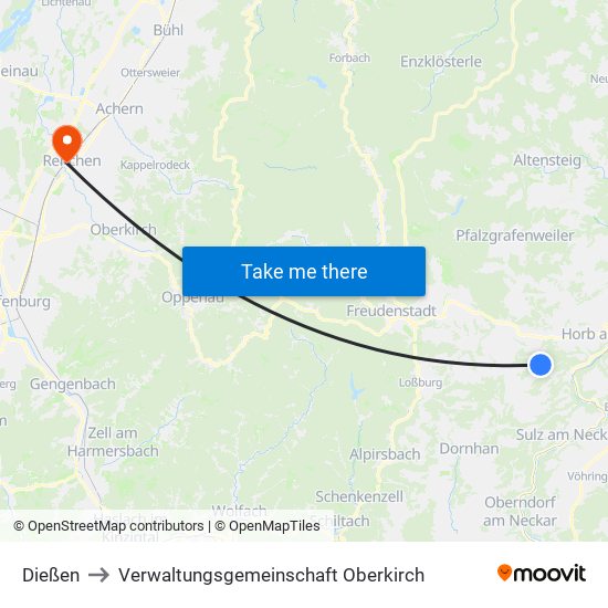 Dießen to Verwaltungsgemeinschaft Oberkirch map