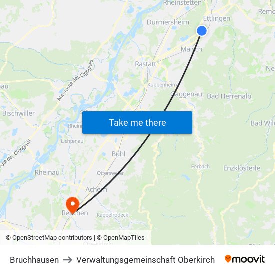 Bruchhausen to Verwaltungsgemeinschaft Oberkirch map