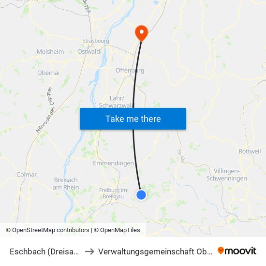 Eschbach (Dreisamtal) to Verwaltungsgemeinschaft Oberkirch map