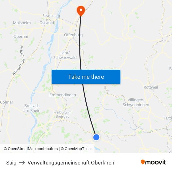 Saig to Verwaltungsgemeinschaft Oberkirch map