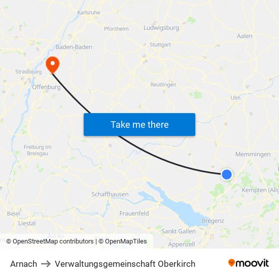 Arnach to Verwaltungsgemeinschaft Oberkirch map