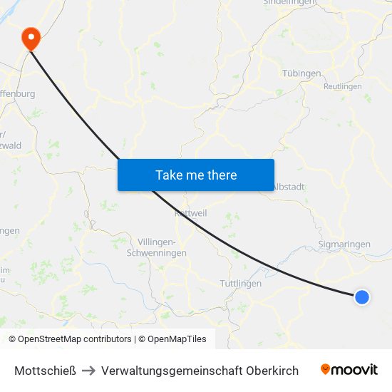 Mottschieß to Verwaltungsgemeinschaft Oberkirch map