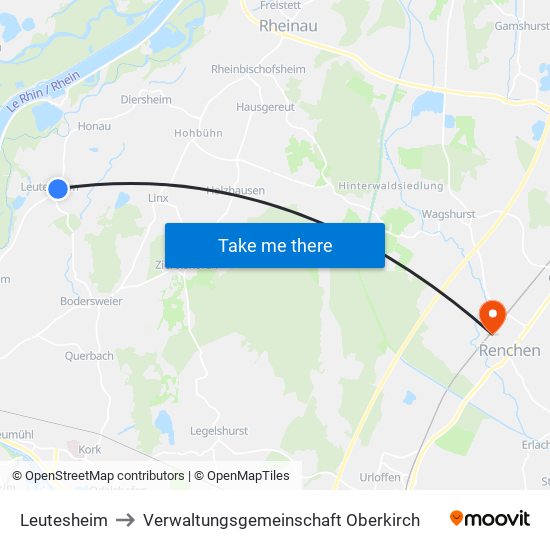 Leutesheim to Verwaltungsgemeinschaft Oberkirch map