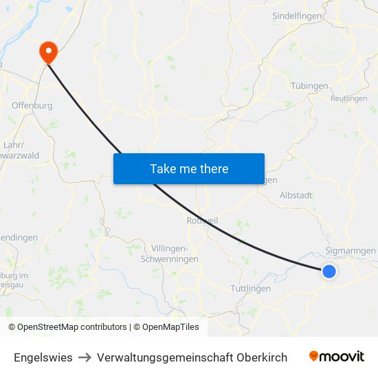 Engelswies to Verwaltungsgemeinschaft Oberkirch map