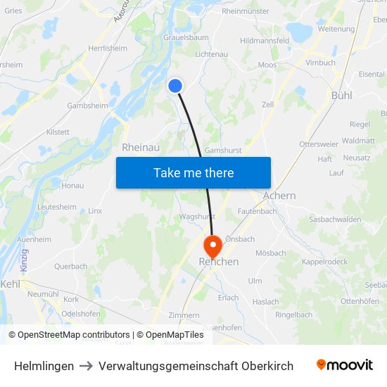 Helmlingen to Verwaltungsgemeinschaft Oberkirch map