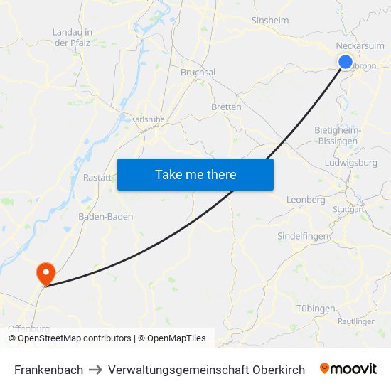 Frankenbach to Verwaltungsgemeinschaft Oberkirch map