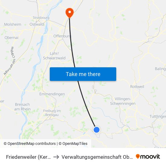 Friedenweiler (Kernort) to Verwaltungsgemeinschaft Oberkirch map