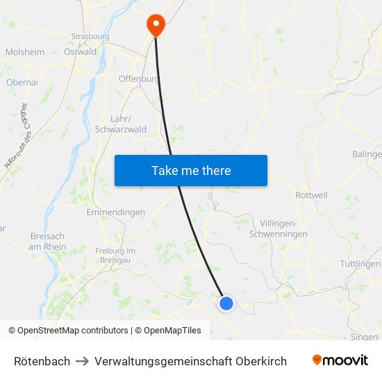 Rötenbach to Verwaltungsgemeinschaft Oberkirch map