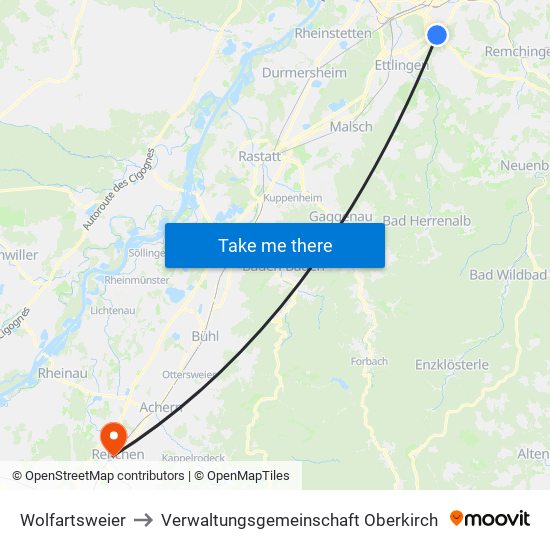 Wolfartsweier to Verwaltungsgemeinschaft Oberkirch map