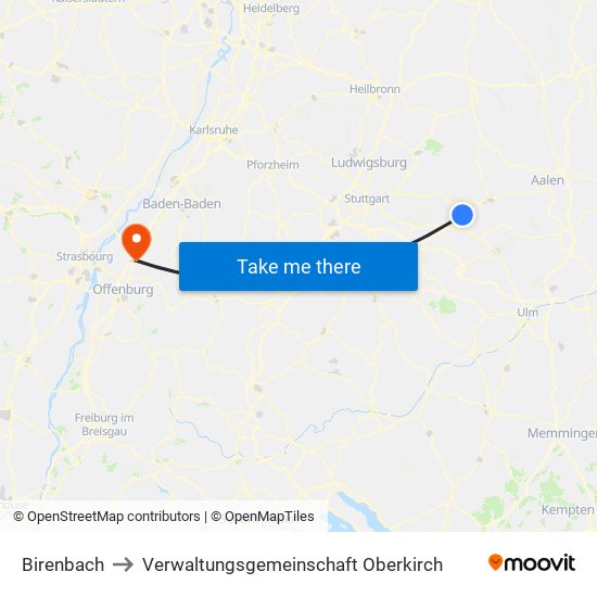 Birenbach to Verwaltungsgemeinschaft Oberkirch map