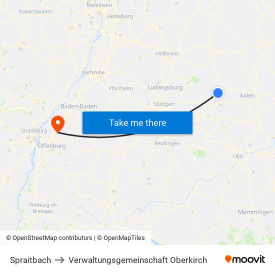 Spraitbach to Verwaltungsgemeinschaft Oberkirch map