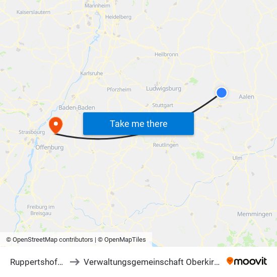 Ruppertshofen to Verwaltungsgemeinschaft Oberkirch map