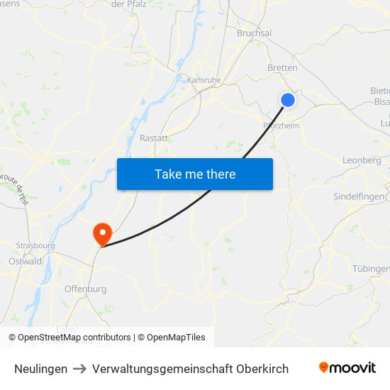 Neulingen to Verwaltungsgemeinschaft Oberkirch map