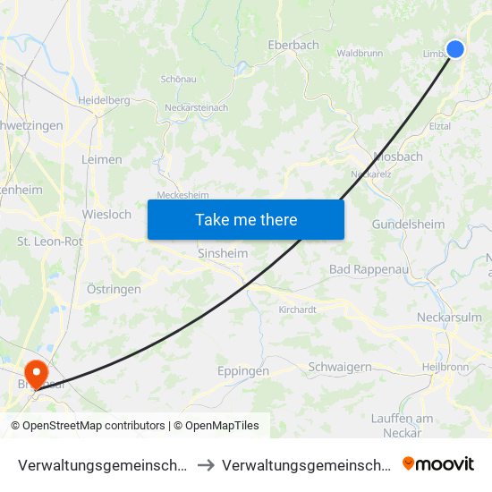 Verwaltungsgemeinschaft Limbach to Verwaltungsgemeinschaft Bruchsal map