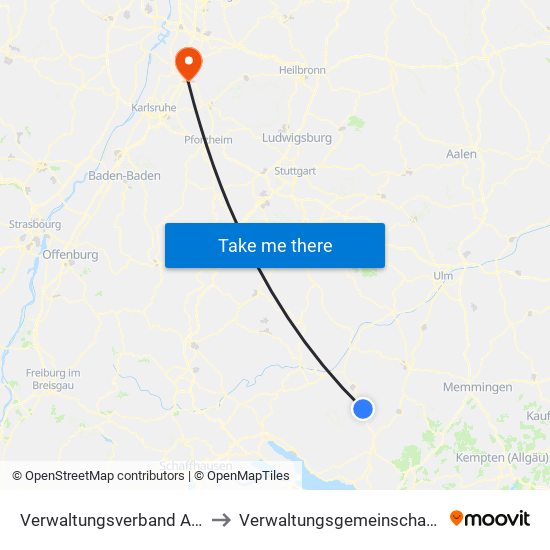 Verwaltungsverband Altshausen to Verwaltungsgemeinschaft Bruchsal map