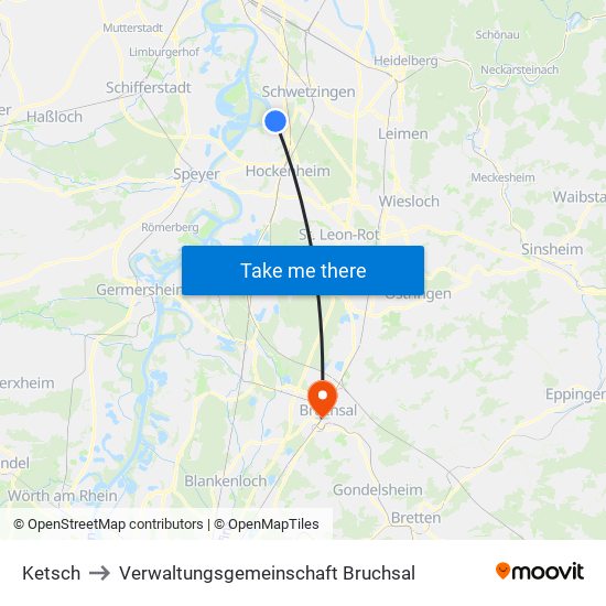 Ketsch to Verwaltungsgemeinschaft Bruchsal map
