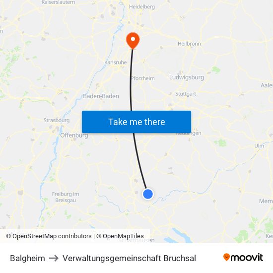 Balgheim to Verwaltungsgemeinschaft Bruchsal map