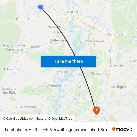 Lambsheim-Heßheim to Verwaltungsgemeinschaft Bruchsal map