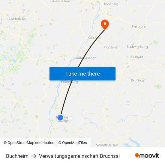 Buchheim to Verwaltungsgemeinschaft Bruchsal map