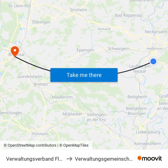 Verwaltungsverband Flein-Talheim to Verwaltungsgemeinschaft Bruchsal map