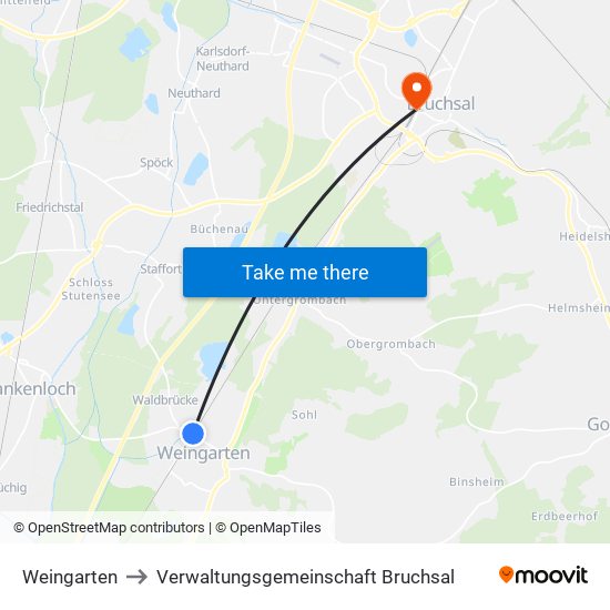 Weingarten to Verwaltungsgemeinschaft Bruchsal map