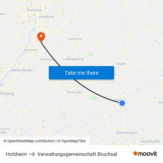 Holzheim to Verwaltungsgemeinschaft Bruchsal map