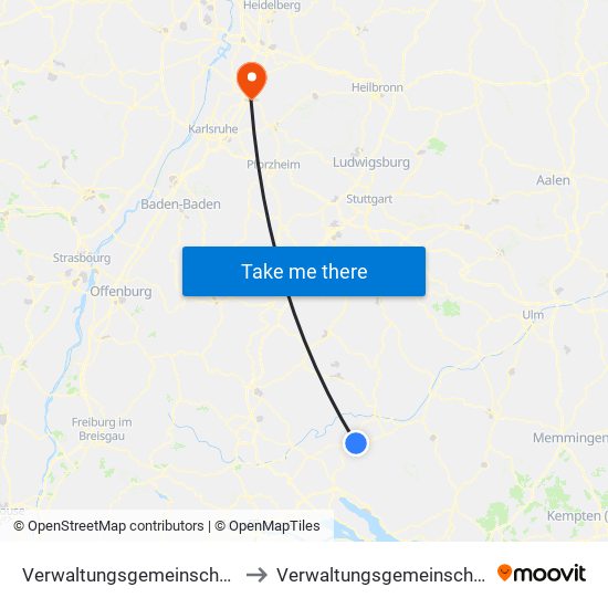 Verwaltungsgemeinschaft Meßkirch to Verwaltungsgemeinschaft Bruchsal map