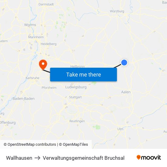 Wallhausen to Verwaltungsgemeinschaft Bruchsal map