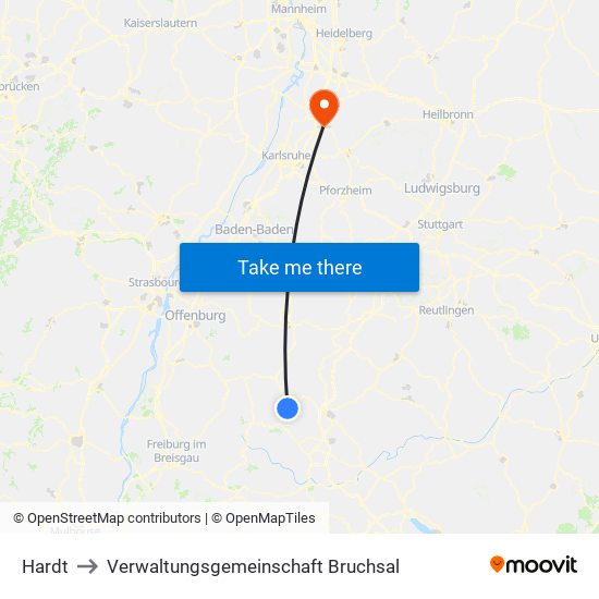 Hardt to Verwaltungsgemeinschaft Bruchsal map