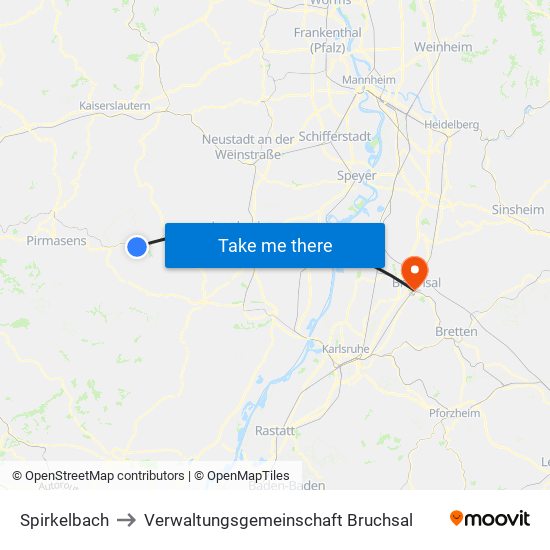 Spirkelbach to Verwaltungsgemeinschaft Bruchsal map